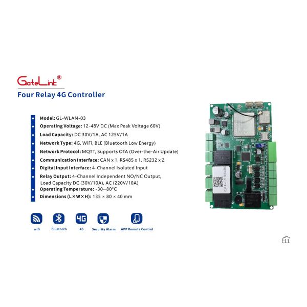 Heavy-Duty WiFi Access Control Controller 12-24V DC Universal Power Isolated Relay Output Anti-Interference Design for Harsh Environment Access