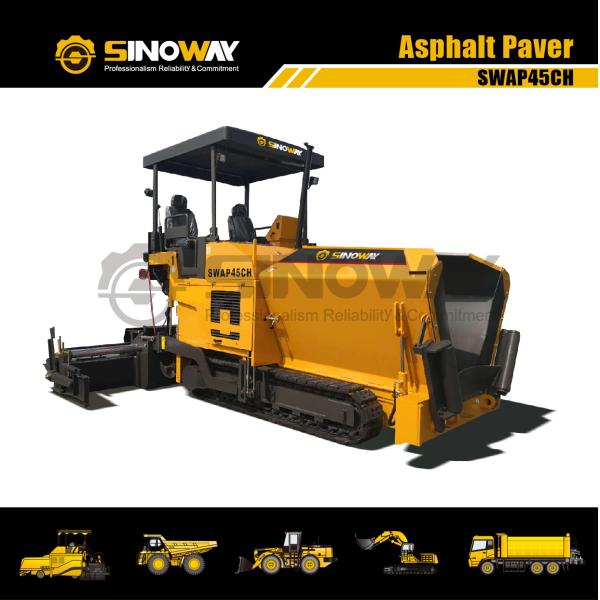 Compact Road Paving Machine 4.5 m width Hydraulic Rubber Crawler Road Finisher