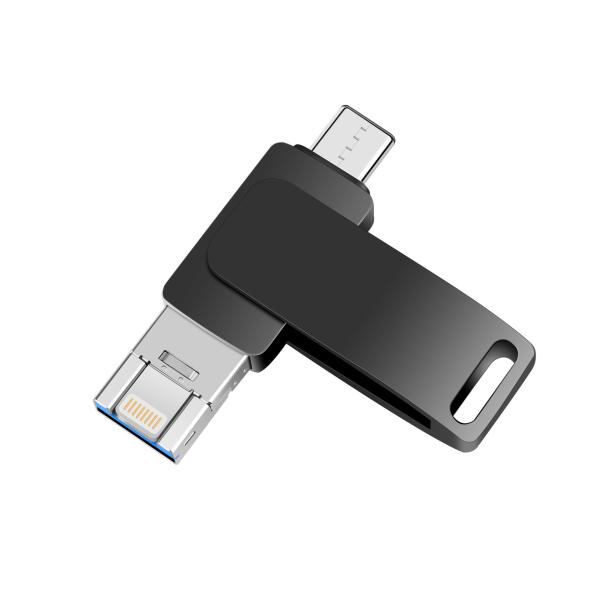 High Quality 3 in 1 Fast Transfer USB Flash Drive with USB 3.0, Type-C and Lightning Connector