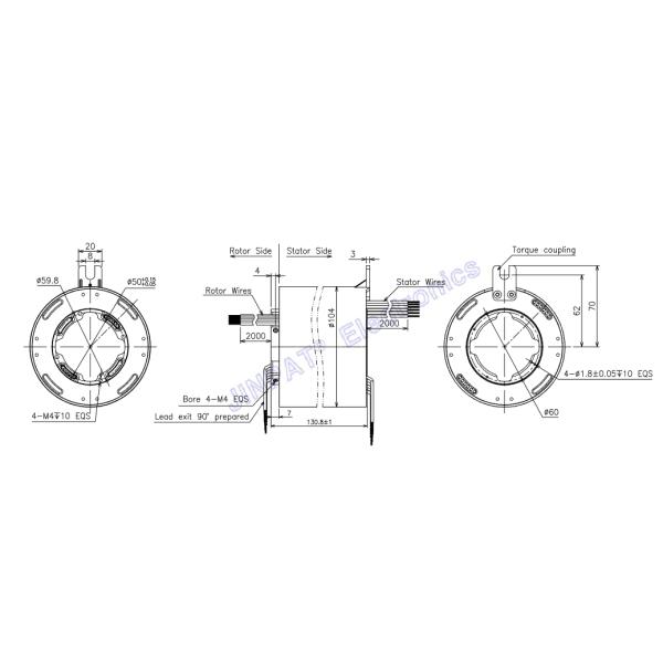 24 Circuits 500VAC/DC Through Hole Slip Ring with IP54 Protection for Analog and Digital Signal Transmission