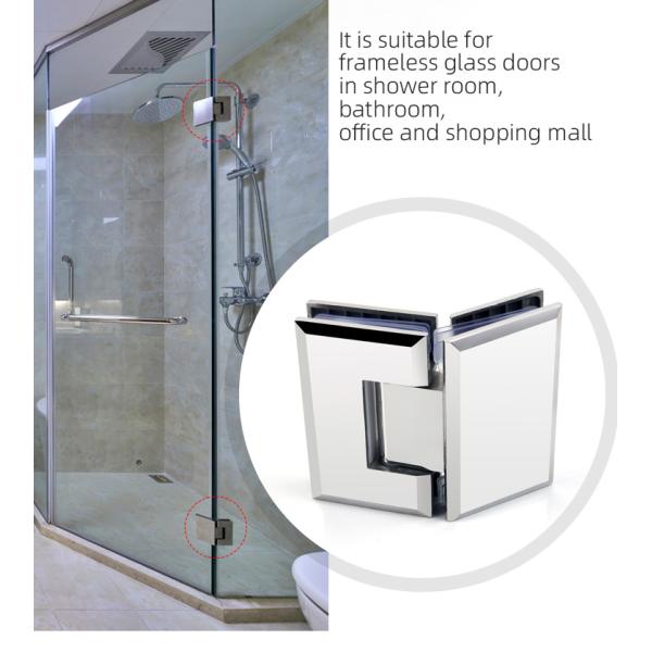 Brushed Nickel Glass Hinge 135 Degree Opening Angle Ideal for Glass Shower Enclosures