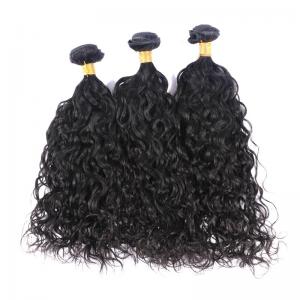 Buy cheap 100 Unprocessed Brazilian Water Wave Human Hair , Natural Black Curly Hair Bundles  product