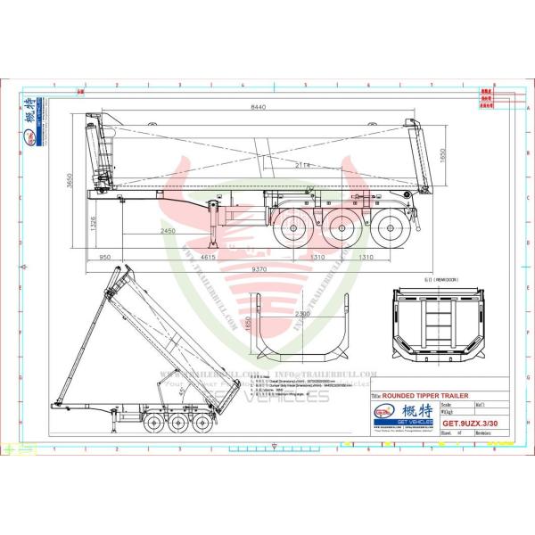 Heavy Duty 30 Cbm Solid Rounded Tipper Semi Trailer 3 Axles