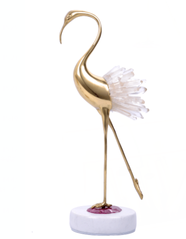 OEM Red Crowned Crane Copper Crystal Decorative Art Craft