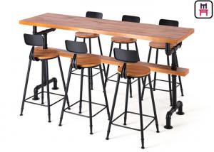Buy cheap Solid Wood Top Restaurant Bar Tables Tube Design Base With Comfotable Footrest product