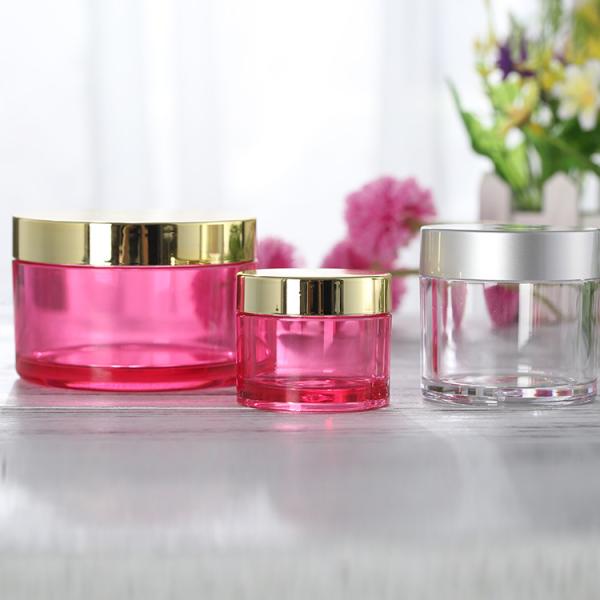 Round Shape PS PET ABS 50ml Face Cream Jar With Mirror Gold Lid