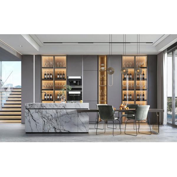 Cocina White Shaker Modular Kitchen Cabinets / Pre Fab Kitchen Cabinets With Quartz Stone Counter