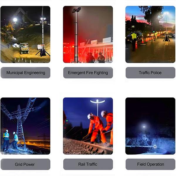 Sustainable Lighting Tower Automatic Mast Lifting Hydraulic Light Tower Remote Locations Mobile Solar Light Tower