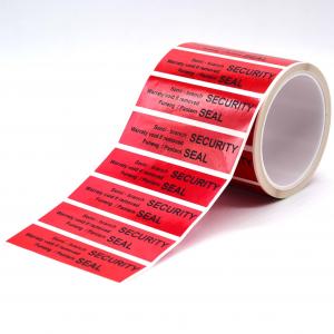 Buy cheap 55um 1mil Tamper Proof Seal Security Sticker Glossy Red Semi Transfer High Residue Tamper Evident Label product
