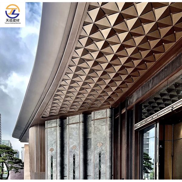 Quality 3.0mm Fluorocarbon-Coated Bronze Aluminum Ceiling Panels for Hotel Entrances for sale