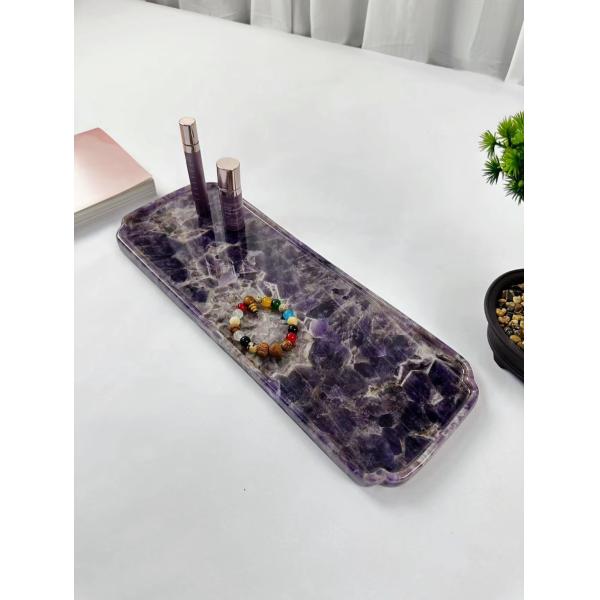 Brazil Amethyst Marble Tray Versatile Marble Table Tray Sturdy Easy To Clean