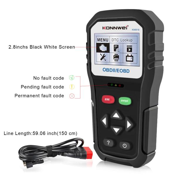 2.8 Inches Obd Ii Trouble Code Scan Tool Multi - Languages For All Cars