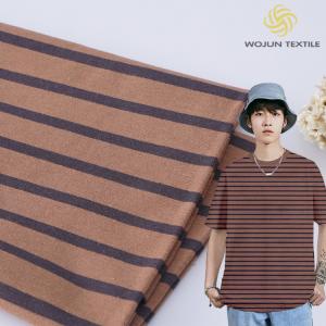Buy cheap 175cm 185gsm Red And Black Striped Fabric Elastic Cotton T Shirt Material product