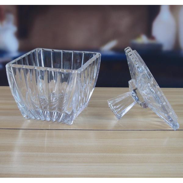 Square Optic Stripes Glass Storage Jars For Candy
