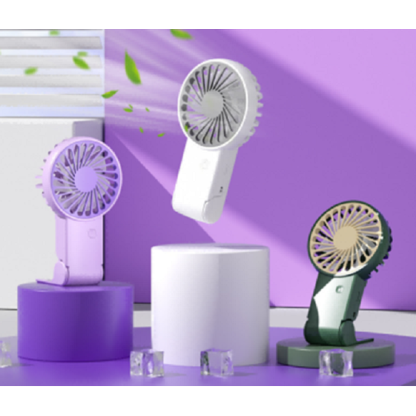 Portable Mini Fan,4W, 600mAh, 1-2H Runtime, White/Purple/Green