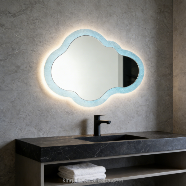 Kingstin Cloud Shape LED Backlit Mirror with Touch Control - Dimmable Bathroom Vanity Mirror/ Bedroom Makeup