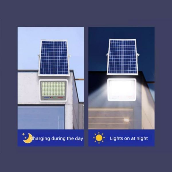 LED Solar Flood Light With Remote Control Adjustable Brightness for Outdoor Parks