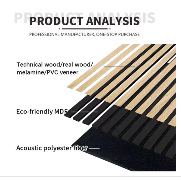 PET Surface And MDF Wood Slat Acoustic Panel For Durability