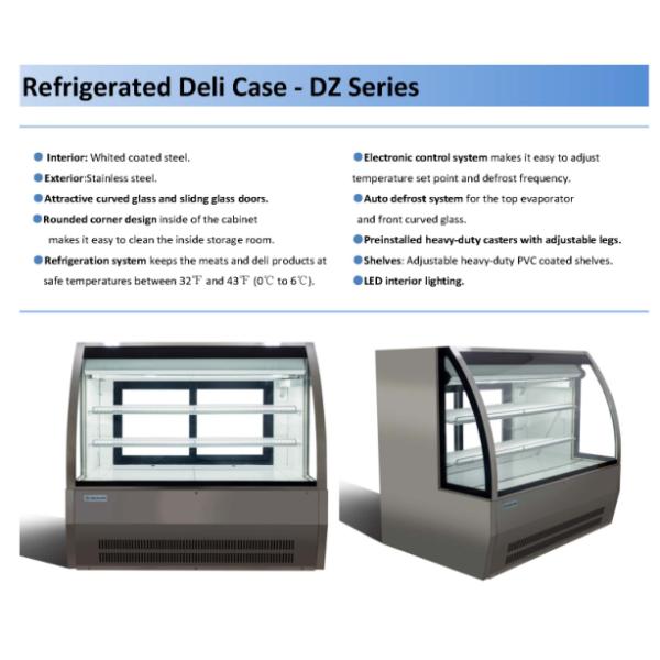Curved Glass Refrigerated Deli Case Display Case 500L SS201 SS304