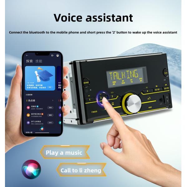 Creatall 12V Dual-Disk Car MP3 Player Smart for Bluetooth Car Amplifier Radio Colorful Light Aux SD Card Connection 1-Year