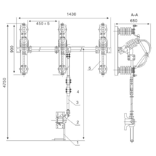 Safety Vertical Break Disconnect Switch 11KV 630A Porcelain Material Type