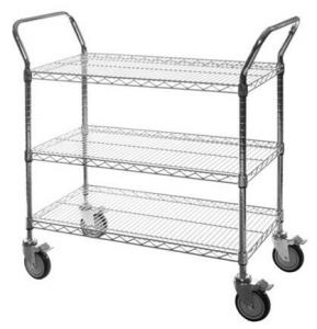 Buy cheap Hospital Supplies Wire Utility Cart With Double Handle Push Bar Multifunctional product