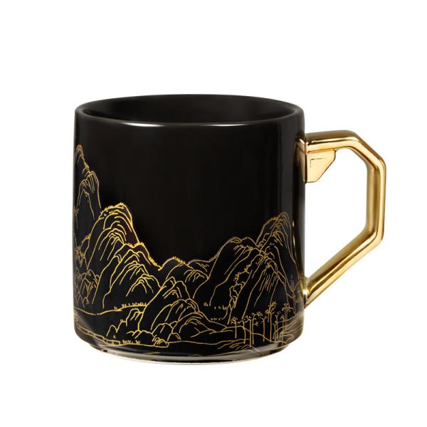 Exquisite Hand Painted Gold Handle Mug