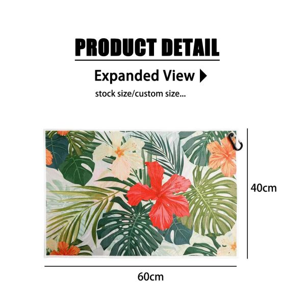 Wholesale Golf For Club Custom Sublimation Printed Quick-dry Microfiber Waffle Solid Color Waffle Golf Towel Ball Cleaning