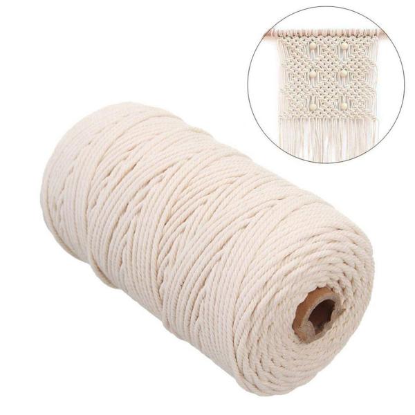 Macrame Cord 4 Strand Twisted Cotton Cord 100% Cotton Macrame Rope for Wall Hanging Crafts Knitting