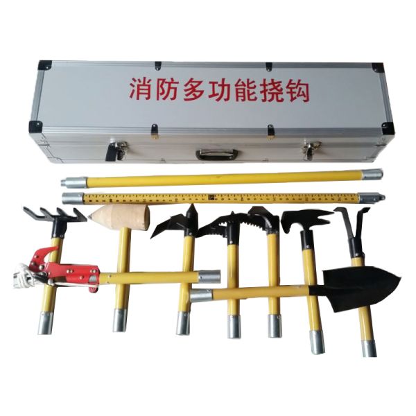 12 Piece Multi-functional Firefighting Rake Hook Set, Professional Fire Rescue Combination Tool Kit for Demolition, Cutting, Lifting, Measuring and