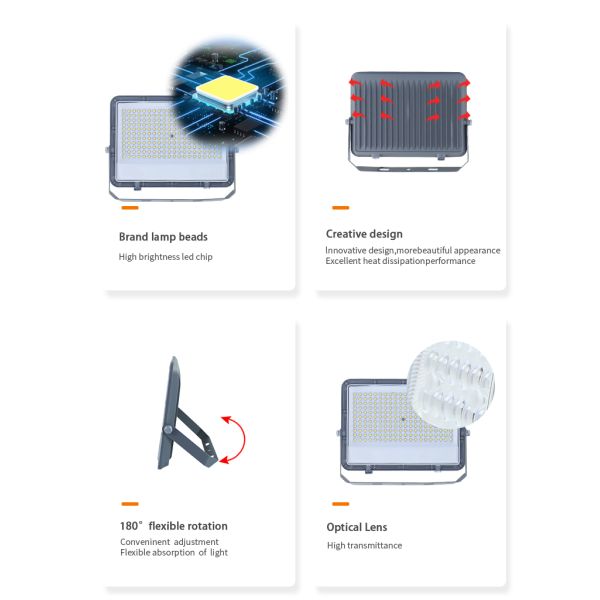 KCD Reflector Asymmetrical IP65 200W 180 Degree LED Flood Light Outdoor Floodlight Heavy Duty