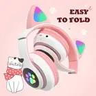 Buy cheap Cat Ear Headphones Wireless Headset with LED Light TF Card for GirIs Earbud & In-Ear Headphones product