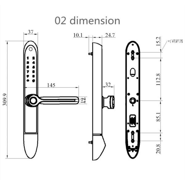 IP65 Antifreezing Aluminum Frame Fingerprint Glass Door Smart Lock
