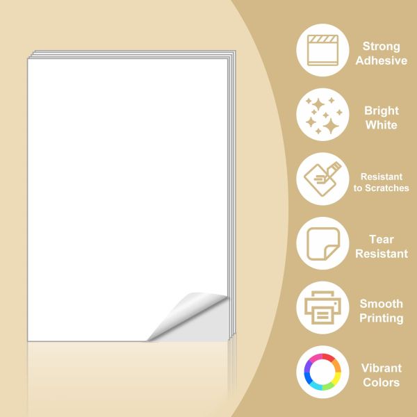 Waterproof Customizable A4 Label Stickers with Strong Adhesive for Inkjet and Laser Printers