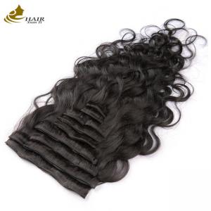 China Human Remy Body Wave 18 Inch Curly Clip In Hair Extensions on sale