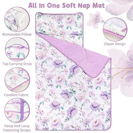 Polyester Comfortable Kindergarten Sleep Mat Nap Pads For Preschool With Detachable Blanket