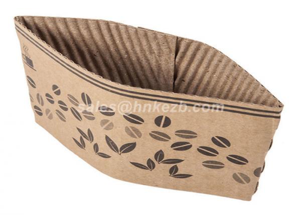 Quality Disposable Reusable Coffee Cup Sleeves / Coffee Cup Cardboard Sleeve With Logo Printed for sale