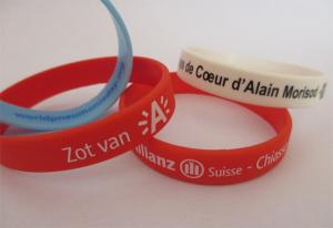 China Silicone Bracelet with Printed Logo, 100% Silicone Wristband for Promotional. on sale