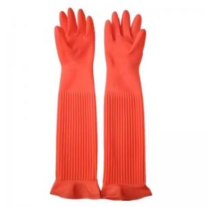 China 55CM Flock Lined Household Gloves 195G/Pair Extra Long Work Latex Gloves on sale