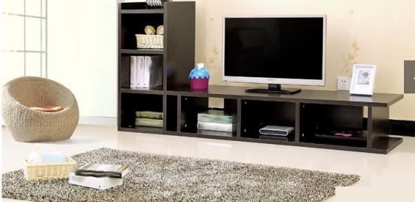 Quality Moisture Resistant Dark Wood TV Stands For Flat Screens Melamine Paper Faced for sale