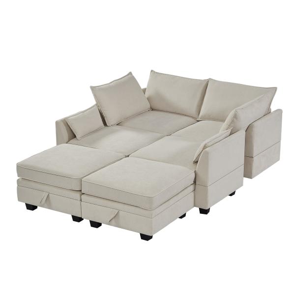 Multifunctional Contemporary Modular Sofa Bed Extendable Breathable