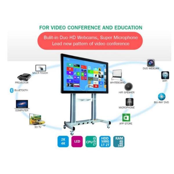 55 Inch Floor Stand Movable Interactive Flat Panel Support Windows/Android For Teaching