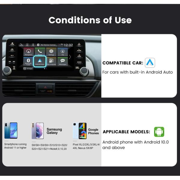 Original Wired To Wireless Android Auto Adapter A2A Bluetooth WiFi Auto Connect For Vw Benz Audi