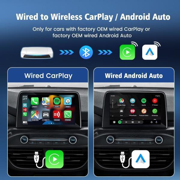 Wired Adapter Carplay Android Auto Ai Box TBox UHD USB 128GB SM6225 Bluetooth Wifi Carplay Ai Box For Apple Youtube Netflix