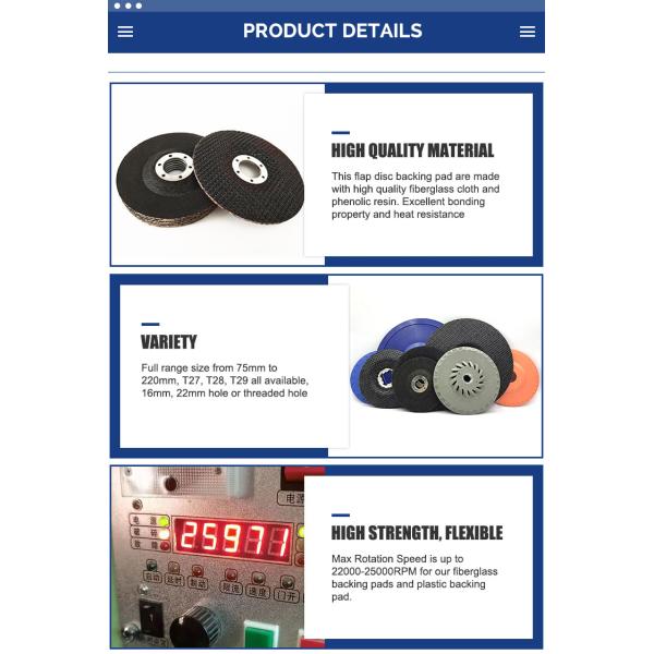 Sander Backup Grinding Wheel Sanding Color Flap Disc with Customized Plastic Backer Pads