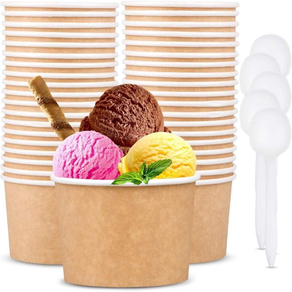 Custom Wholesale Ice cream Cups Bowls Packages Ice Cream Packaging Containers Paper Cup