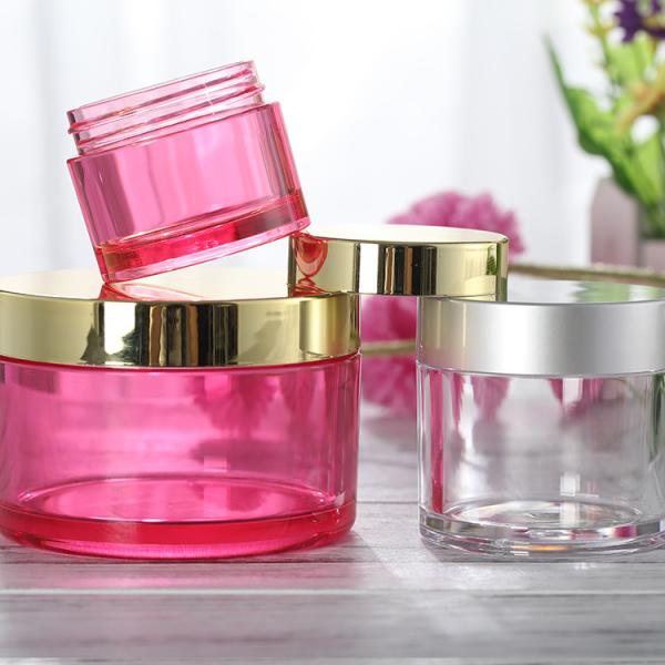Round Shape PS PET ABS 50ml Face Cream Jar With Mirror Gold Lid