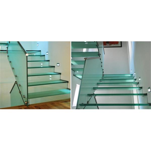 Laminated Tempered Glass Straight Flight Staircase Ss Double Beams Suppport