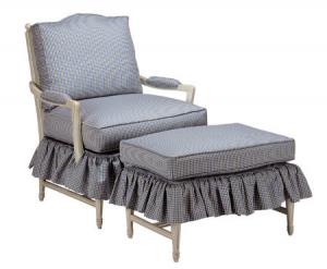 Buy cheap Cushion Fabric Sofa Skirt Upholstered Chair With Ottoman , Modern Chair And Ottoman product