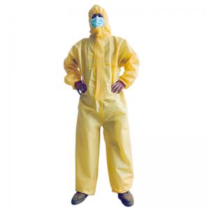 Buy cheap PE Type 3 Disposable Coveralls With Tape Disposable Chemical Coverall For Oil Cleaning product